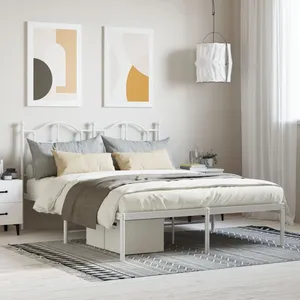 vidaXL Cadre de lit métal avec tête de lit blanc 150x200 cm pas cher