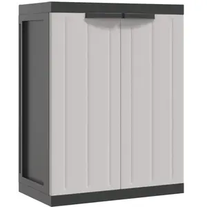vidaXL Armoire de rangement d'extérieur gris et noir 65x37x85 cm PP pas cher