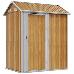 vidaXL Abri de jardin marron clair 192x152,5x237 cm acier galvanisé pas cher