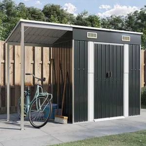 Comparateur de prix : vidaXL Abri de jardin avec toit prolongé anthracite 277x110,5x181 cm