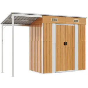 Comparateur de prix : vidaXL Abri de jardin avec toit prolongé marron clair 277x110,5x181 cm
