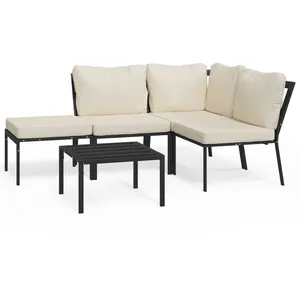 vidaXL Salon de jardin 5 pcs avec coussins sable acier pas cher