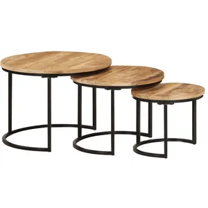 Comparateur de prix : vidaXL Tables gigognes 3 pcs bois de manguier massif brut