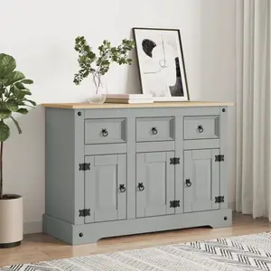 Comparateur de prix : vidaXL Buffet Corona gris 112x43x78 cm bois massif pin mexicain