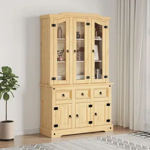 Comparateur de prix : vidaXL Buffet Corona marron 112x43x196 cm bois massif pin mexicain