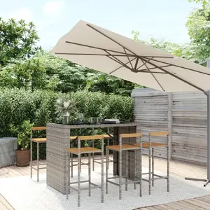 vidaXL Ensemble de bar jardin 7 pcs gris poly rotin/bois massif acacia pas cher