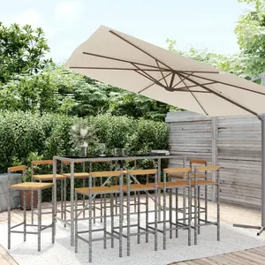 vidaXL Ensemble de bar jardin 11pcs gris poly rotin/bois massif acacia pas cher