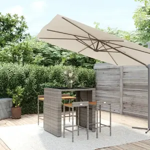 vidaXL Ensemble de bar jardin 5 pcs gris poly rotin/bois massif acacia pas cher