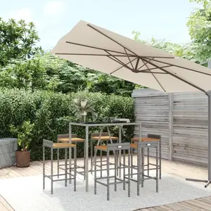 vidaXL Ensemble de bar jardin 7 pcs gris poly rotin/bois massif acacia pas cher