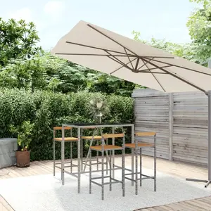 vidaXL Ensemble de bar jardin 5 pcs gris poly rotin/bois massif acacia pas cher