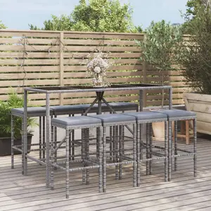Comparateur de prix : vidaXL Ensemble de bar de jardin 9 pcs avec coussins gris poly rotin