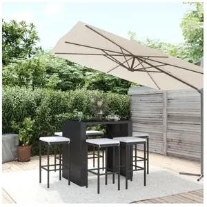 vidaXL Ensemble de bar de jardin 7 pcs avec coussins noir poly rotin pas cher