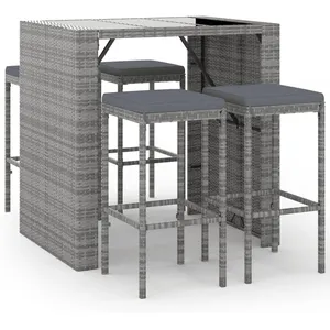 vidaXL Ensemble de bar de jardin 5 pcs avec coussins gris poly rotin