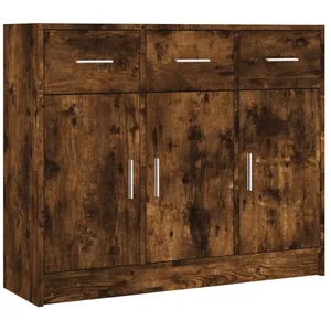 vidaXL Buffet chêne fumé 91x28x75 cm bois d'ingénierie pas cher