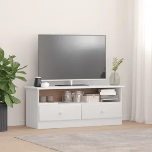 vidaXL Meuble TV et tiroirs ALTA blanc 100x35x41 cm bois massif de pin pas cher
