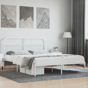 vidaXL Cadre de lit métal avec tête de lit blanc 160x200 cm pas cher