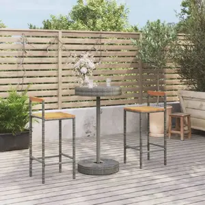 Comparateur de prix : vidaXL Ensemble de bar jardin 3 pcs gris poly rotin/bois massif acacia