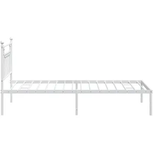vidaXL Cadre de lit métal avec tête de lit blanc 107x203 cm pas cher