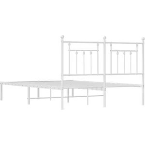 vidaXL Cadre de lit métal avec tête de lit blanc 140x200 cm pas cher