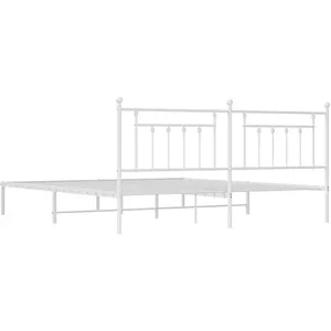 vidaXL Cadre de lit métal avec tête de lit blanc 200x200 cm pas cher