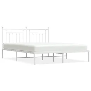 vidaXL Cadre de lit métal avec tête de lit blanc 180x200 cm pas cher
