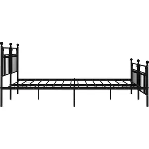 vidaXL Cadre de lit métal avec tête de lit/pied de lit noir 193x203 cm pas cher