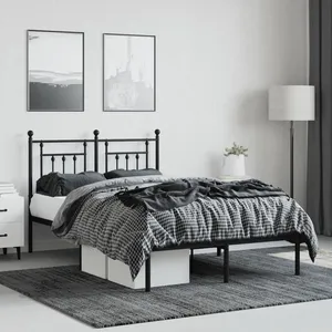 vidaXL Cadre de lit métal avec tête de lit noir 120x190 cm pas cher