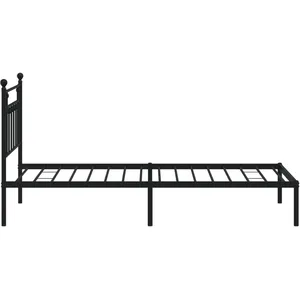 vidaXL Cadre de lit métal avec tête de lit noir 100x190 cm pas cher