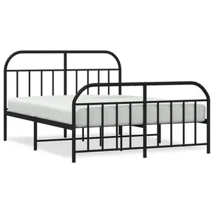 vidaXL Cadre de lit métal avec tête de lit/pied de lit noir 180x200 cm pas cher