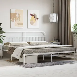 vidaXL Cadre de lit métal avec tête de lit blanc 200x200 cm pas cher
