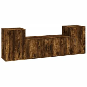 vidaXL Ensemble de meubles TV 3 pcs Chêne fumé Bois d'ingénierie pas cher
