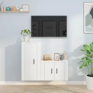 vidaXL Ensemble de meubles TV 2 pcs Blanc Bois d'ingénierie pas cher