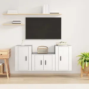 vidaXL Ensemble de meubles TV 3 pcs Blanc Bois d'ingénierie pas cher