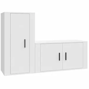 vidaXL Ensemble de meubles TV 2 pcs Blanc Bois d'ingénierie pas cher