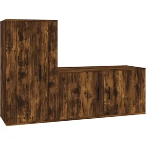 Comparateur de prix : vidaXL Ensemble de meubles TV 2 pcs Chêne fumé Bois d'ingénierie