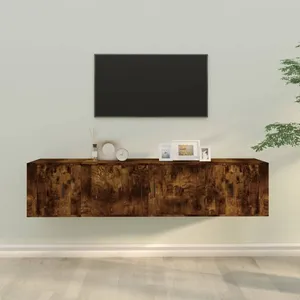 vidaXL Ensemble de meubles TV 3 pcs Chêne fumé Bois d'ingénierie pas cher