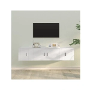 vidaXL Ensemble de meubles TV 3 pcs Blanc Bois d'ingénierie pas cher