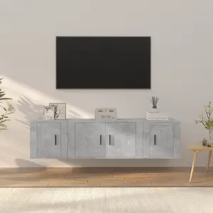 vidaXL Ensemble de meubles TV 3 pcs Gris béton Bois d'ingénierie pas cher