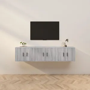 vidaXL Meubles TV muraux 3 pcs sonoma gris 57x34,5x40 cm pas cher