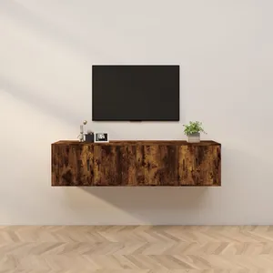 vidaXL Meubles TV muraux 2 pcs chêne fumé 80x34,5x40 cm pas cher
