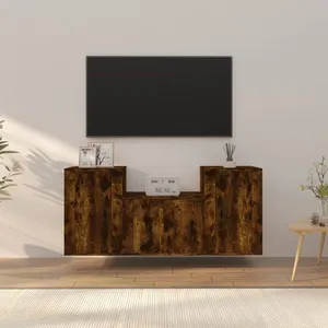 vidaXL Ensemble de meubles TV 3 pcs Chêne fumé Bois d'ingénierie pas cher