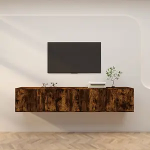 vidaXL Meubles TV muraux 2 pcs chêne fumé 100x34,5x40 cm pas cher
