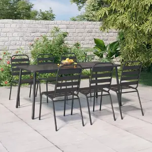 vidaXL Ensemble à manger de jardin 7 pcs anthracite acier pas cher