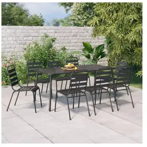 vidaXL Ensemble à manger de jardin 9 pcs anthracite acier pas cher