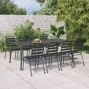 vidaXL Ensemble à manger de jardin 9 pcs anthracite acier pas cher