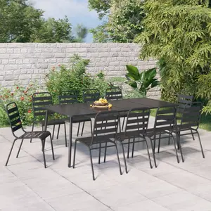 vidaXL Ensemble à manger de jardin 11 pcs anthracite acier pas cher