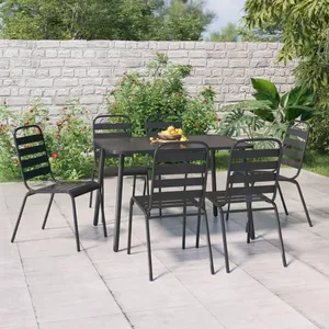 vidaXL Ensemble à manger de jardin 7 pcs anthracite acier pas cher