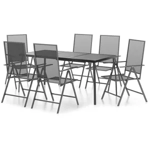 vidaXL Ensemble à manger de jardin 7 pcs anthracite acier pas cher