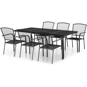 vidaXL Ensemble à manger de jardin 7 pcs anthracite acier pas cher