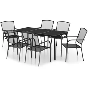 vidaXL Ensemble à manger de jardin 7 pcs anthracite acier pas cher